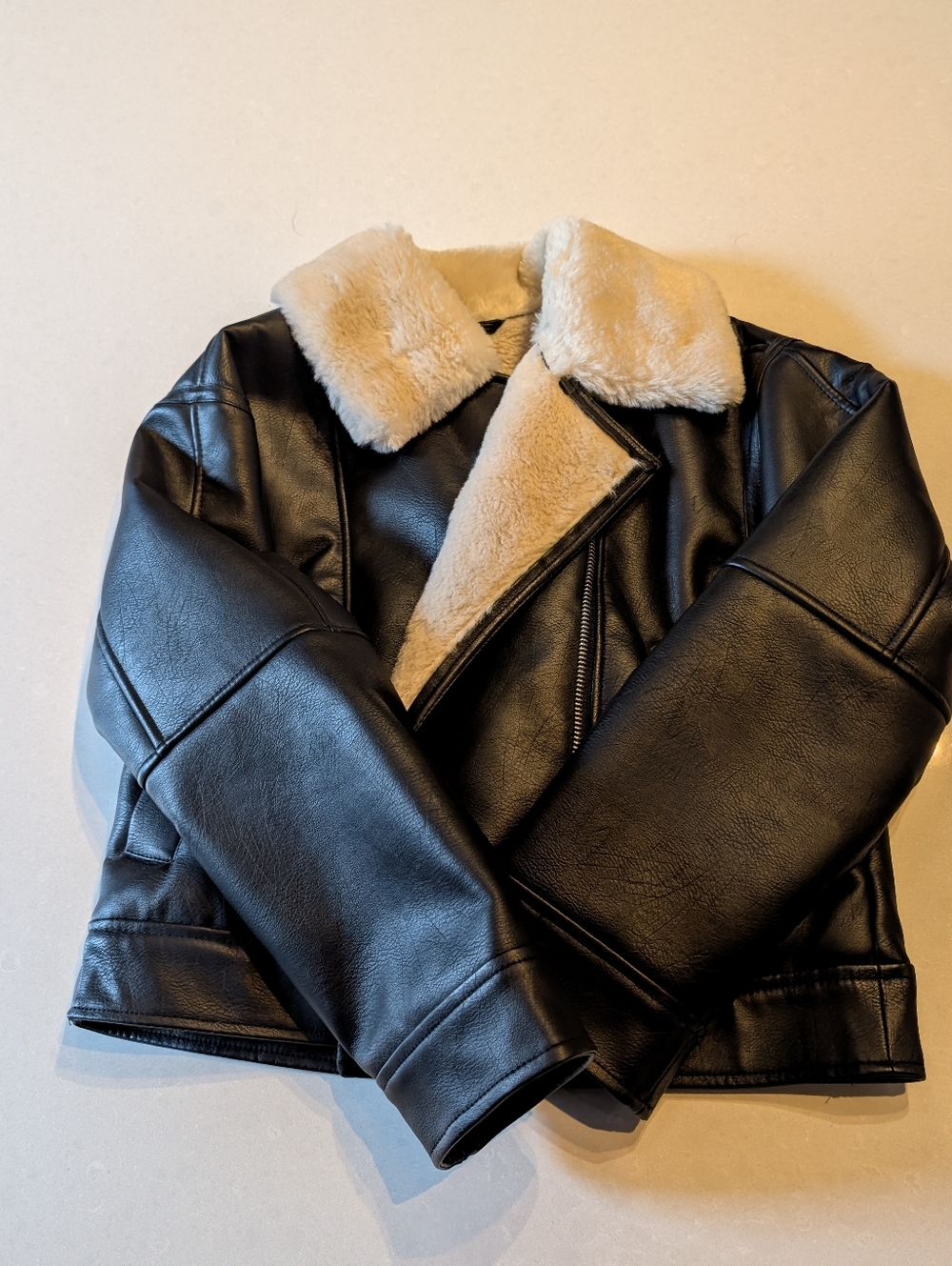 Abercrombie Faux Leather Fur Lined Jacket